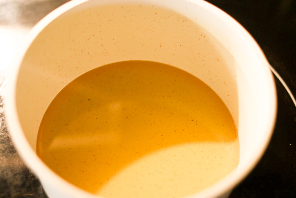 Shea butter and coconut oils have been completely melted