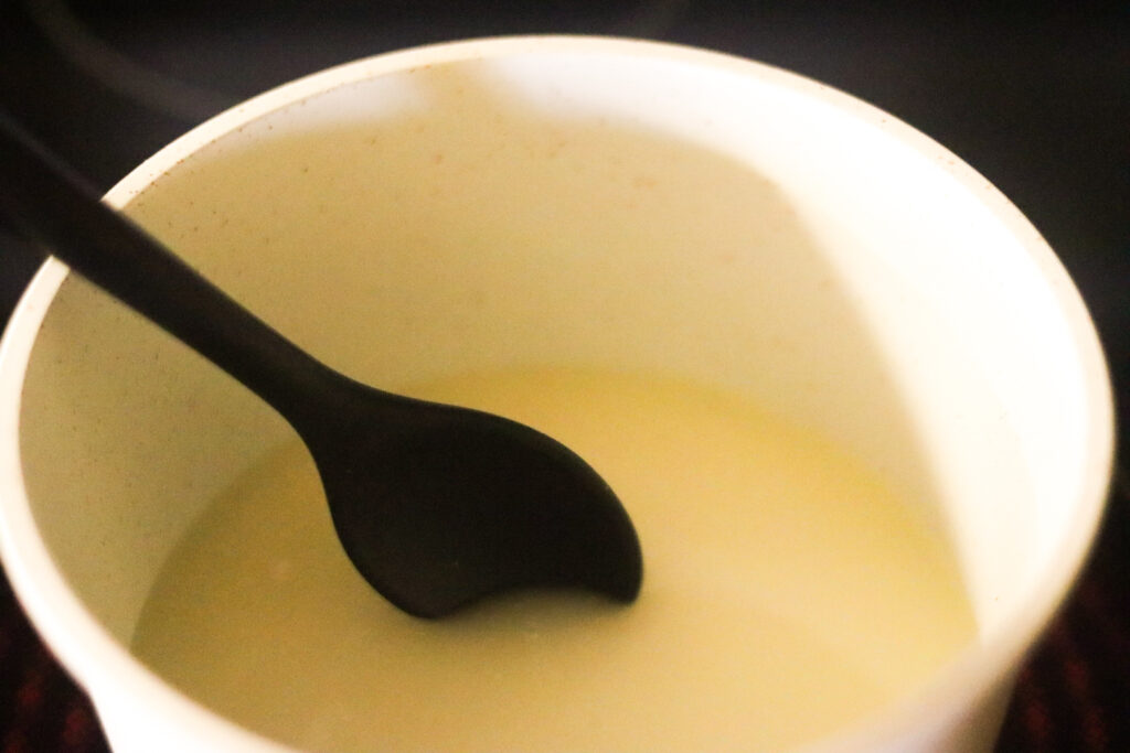 mixing all ingredients with a silicon spoon