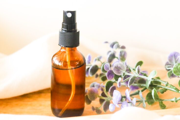 diy linen spray in glass bottle