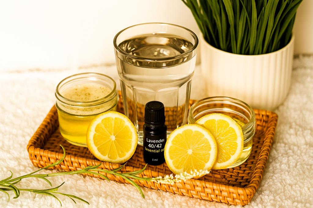 ingredients for homemade hand soap with lemon