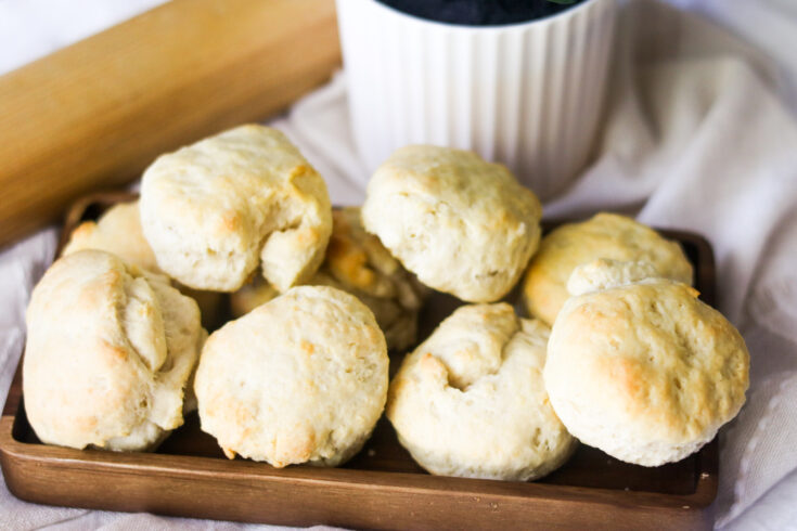 easy homemade biscuits on wooden tray