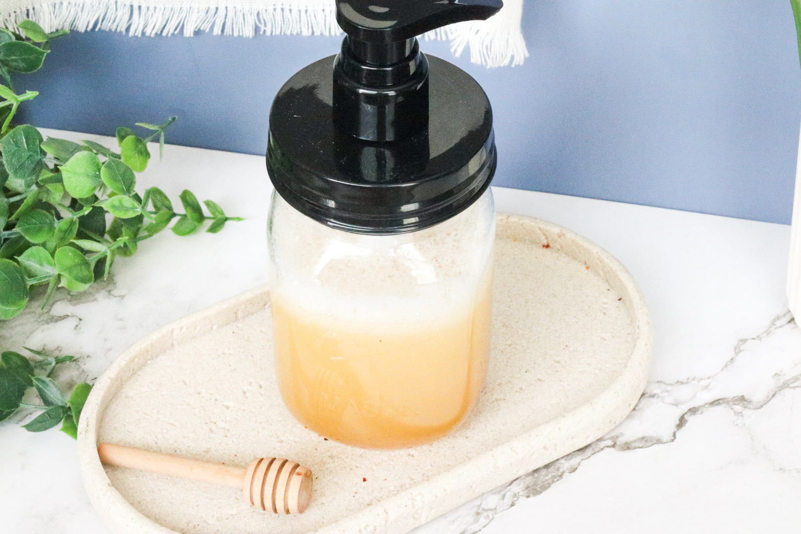handmade body wash on stone tray