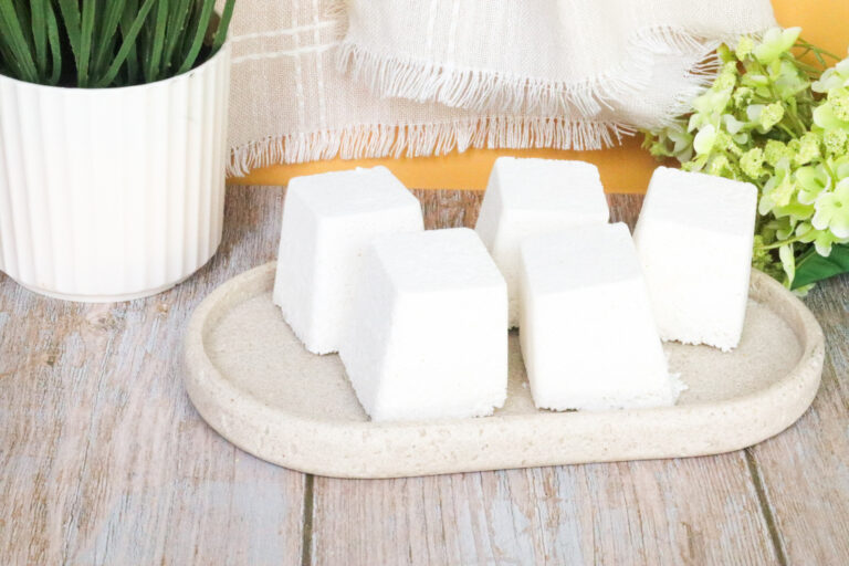 toilet bowl bombs on stone tray on cloth towel