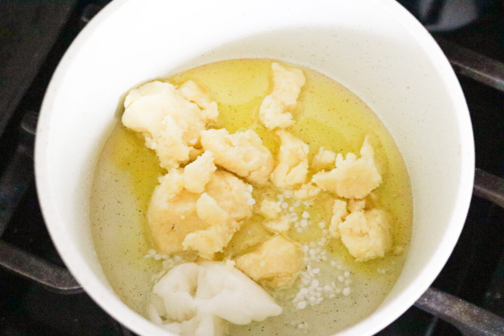 all ingredients inside double boiler